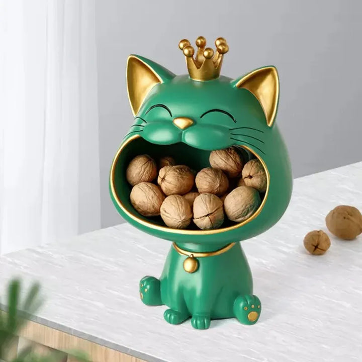 Laughing Lucky Cat Decoration, Bowl for Sweets and Jewelry, Modern Design | Bowlift