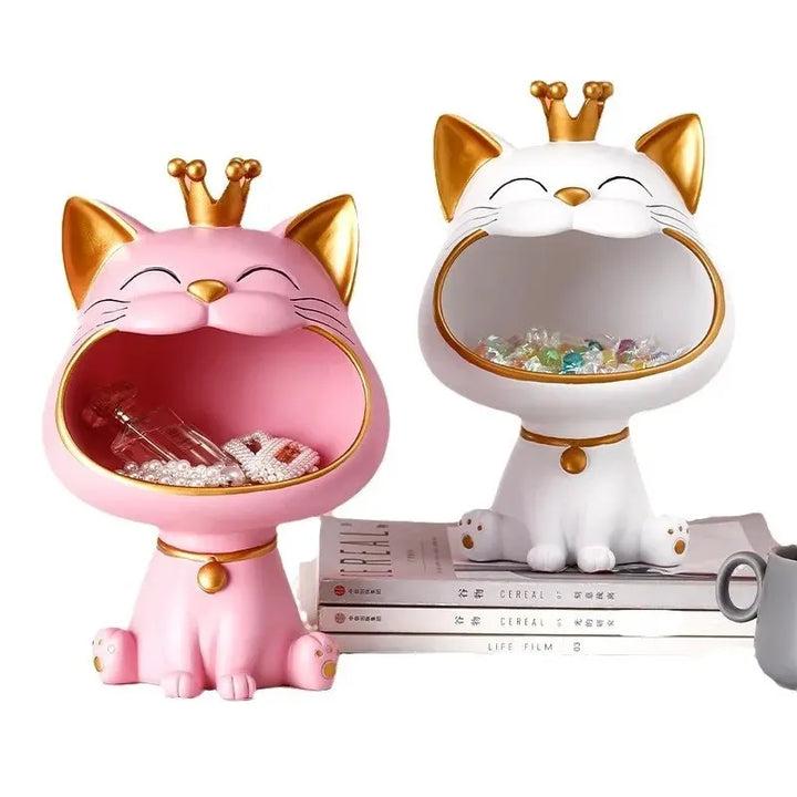 Laughing Lucky Cat Decoration, Bowl for Sweets and Jewelry, Modern Design | Bowlift