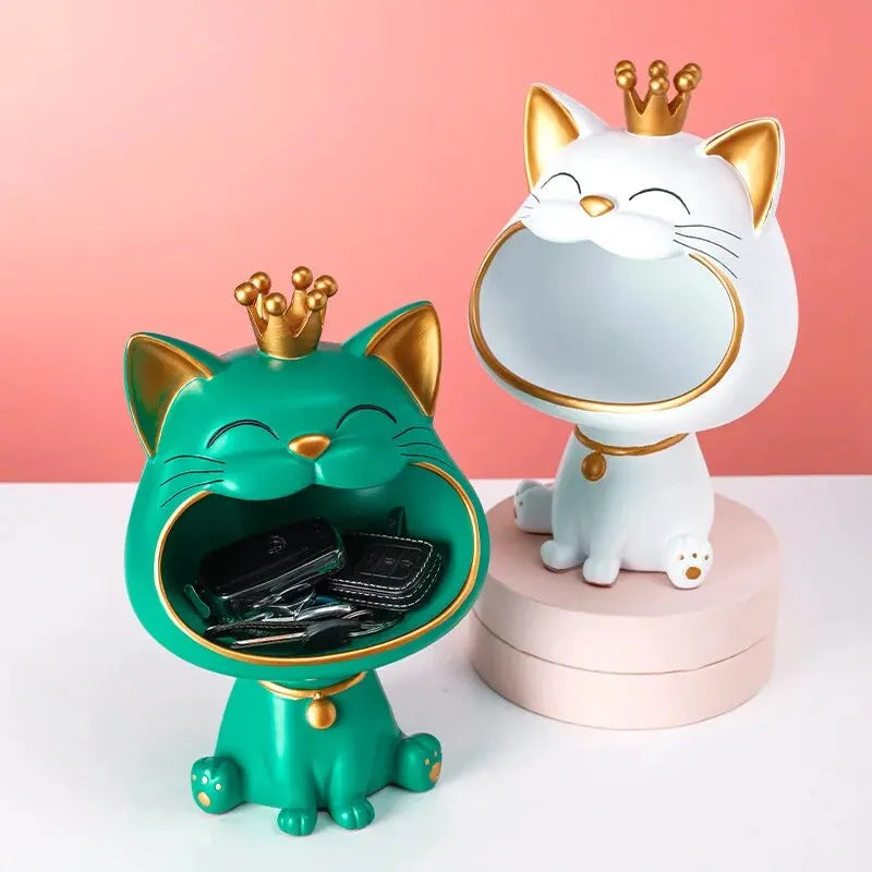 Laughing Lucky Cat Decoration, Bowl for Sweets and Jewelry, Modern Design | Bowlift