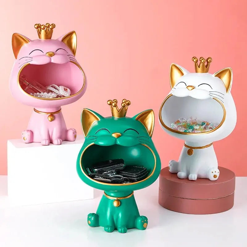Laughing Lucky Cat Decoration, Bowl for Sweets and Jewelry, Modern Design | Bowlift