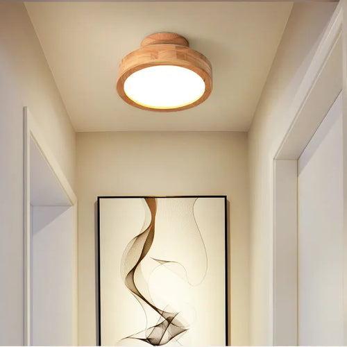 BowLift | Brightlux - Scandinavian Round Wooden Ceiling Lamp