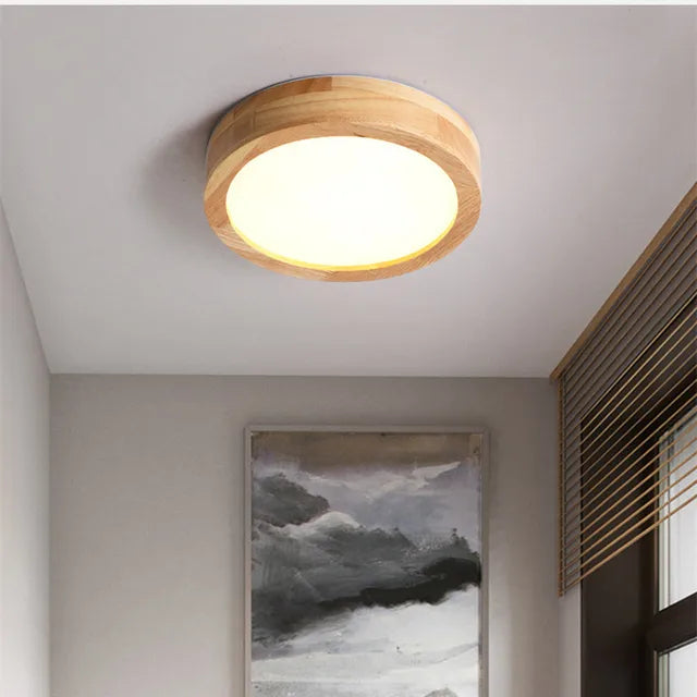 Round Wooden Scandinavian Ceiling Lamp - NordicLuxe | Bowlift
