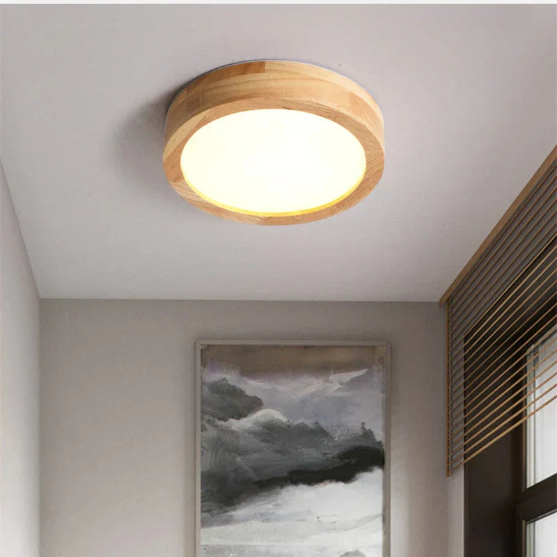 Round Wooden Scandinavian Ceiling Lamp - NordicLuxe | Bowlift