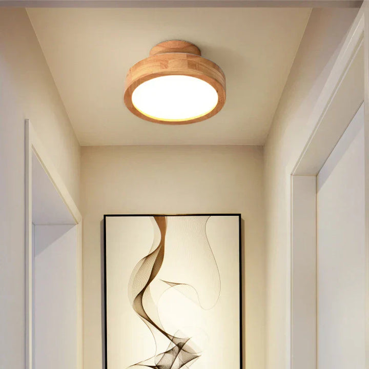 Round Wooden Scandinavian Ceiling Lamp - NordicLuxe | Bowlift