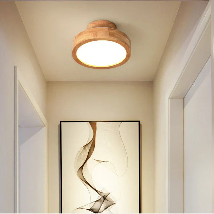 Round Wooden Scandinavian Ceiling Lamp - NordicLuxe | Bowlift