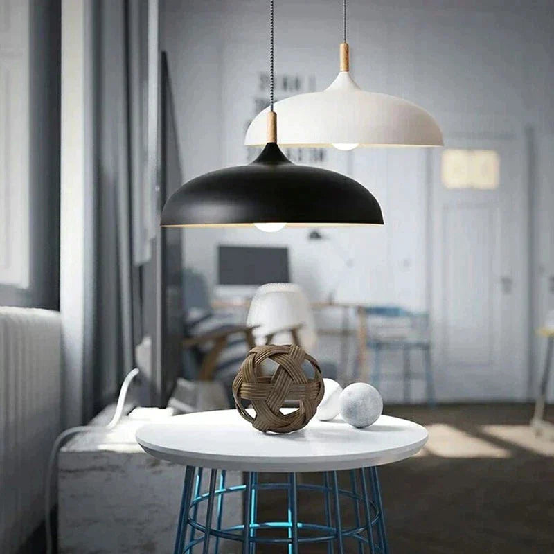 Modern Scandinavian LED pendant light – Pendant light made of oak for living room, kitchen, and dining room | Bowlift