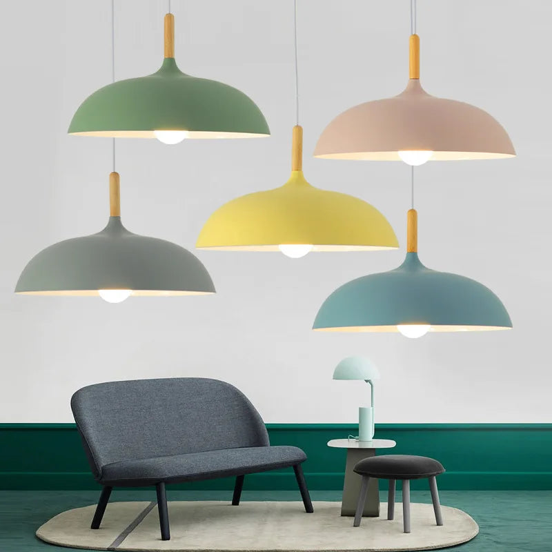 Modern Scandinavian LED pendant light – Pendant light made of oak for living room, kitchen, and dining room | Bowlift