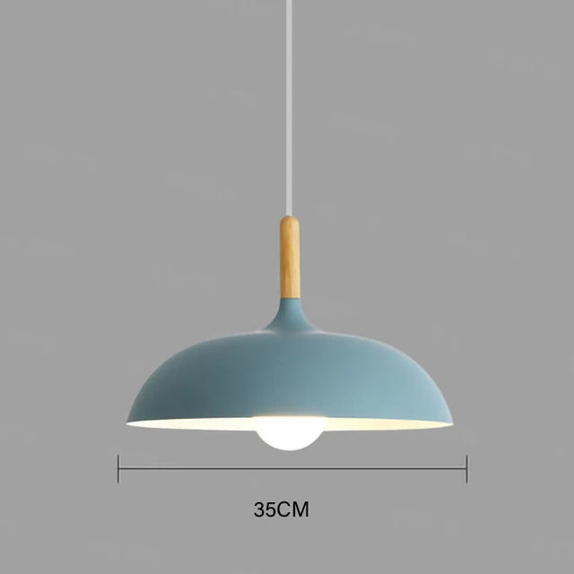 Modern ceiling light oak wood | Scandinavian pendant lamp for living room | Bowlift