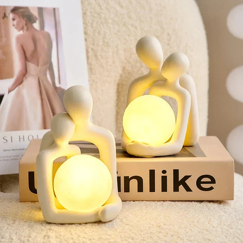 BowLift | Ceramic Mood Light Lunavia | Handcrafted Design Object with Gentle LED Ball | Elegant Living Room Decoration
