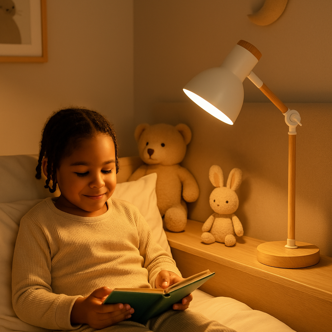 BowLift | Table lamp with wooden finish in Nordic style