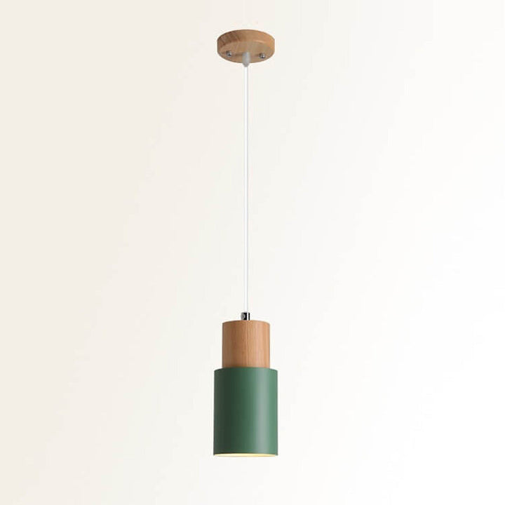 BowLift | Pendant Light Modern Wood Black Cylinder Fixture
