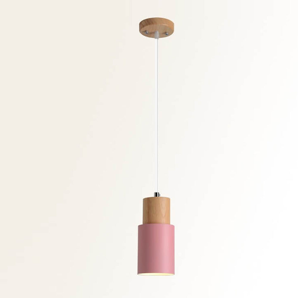 BowLift | Pendant Light Modern Wood Black Cylinder Fixture
