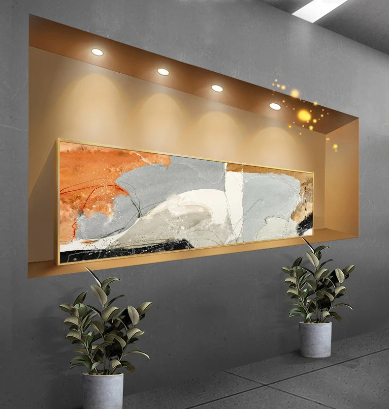 Nordic Geomorphic Abstract Wide Format Wall Art Fine Art Canvas Prints Modern Pictures For Above The Bed Contemporary Living Room Art For Above The Sofa | Bowlift