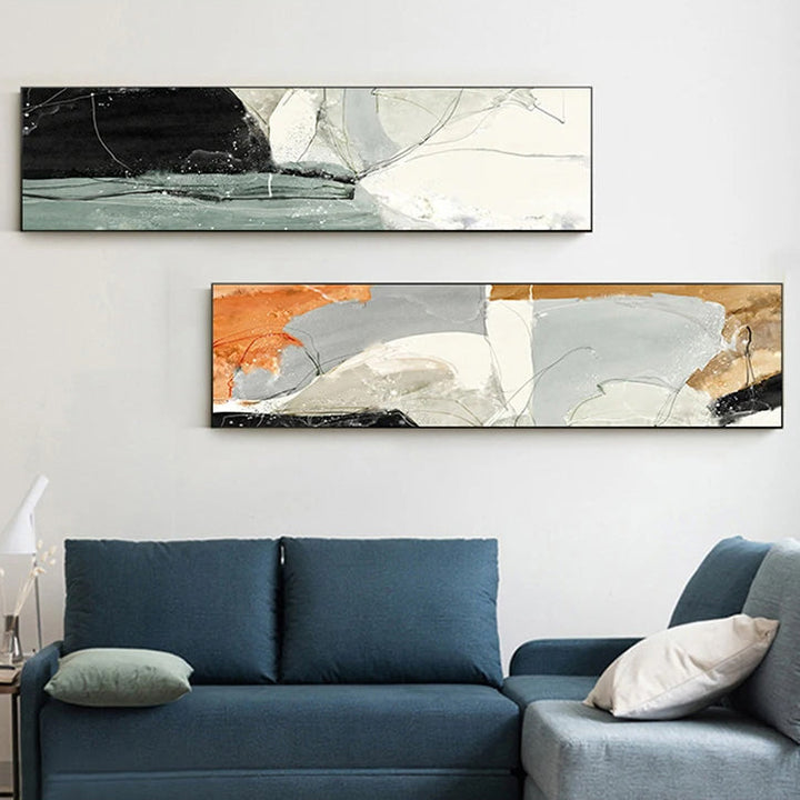 Nordic Geomorphic Abstract Wide Format Wall Art Fine Art Canvas Prints Modern Pictures For Above The Bed Contemporary Living Room Art For Above The Sofa | Bowlift