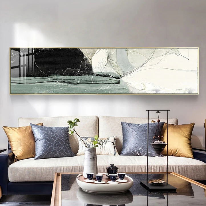 Nordic Geomorphic Abstract Wide Format Wall Art Fine Art Canvas Prints Modern Pictures For Above The Bed Contemporary Living Room Art For Above The Sofa | Bowlift