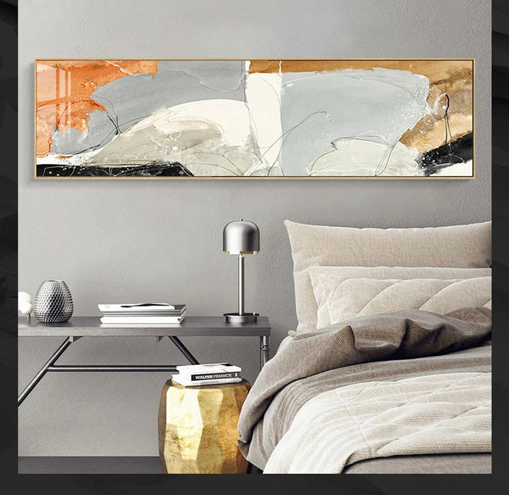 Nordic Geomorphic Abstract Wide Format Wall Art Fine Art Canvas Prints Modern Pictures For Above The Bed Contemporary Living Room Art For Above The Sofa | Bowlift
