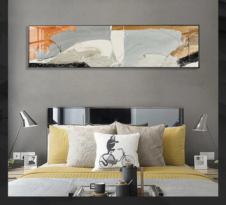 Nordic Geomorphic Abstract Wide Format Wall Art Fine Art Canvas Prints Modern Pictures For Above The Bed Contemporary Living Room Art For Above The Sofa | Bowlift