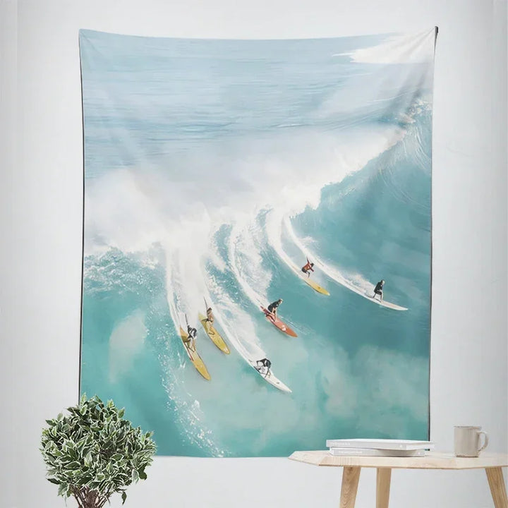 Nordic Hanging Tapestry Wall Decoration 100% Polyester Printed Seascapes Sun Sea & Sandy Beach Blue Sky Tapestries Pictures Of Calm For Living Room | Bowlift