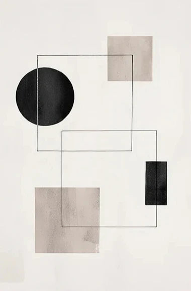 Nordic Minimalist Geometric Abstract Wall Art Fine Art Canvas Prints Beige Black Abstract Pictures For Modern Apartment Home Decor | Bowlift