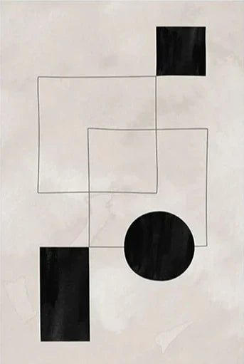 Nordic Minimalist Geometric Abstract Wall Art Fine Art Canvas Prints Beige Black Abstract Pictures For Modern Apartment Home Decor | Bowlift