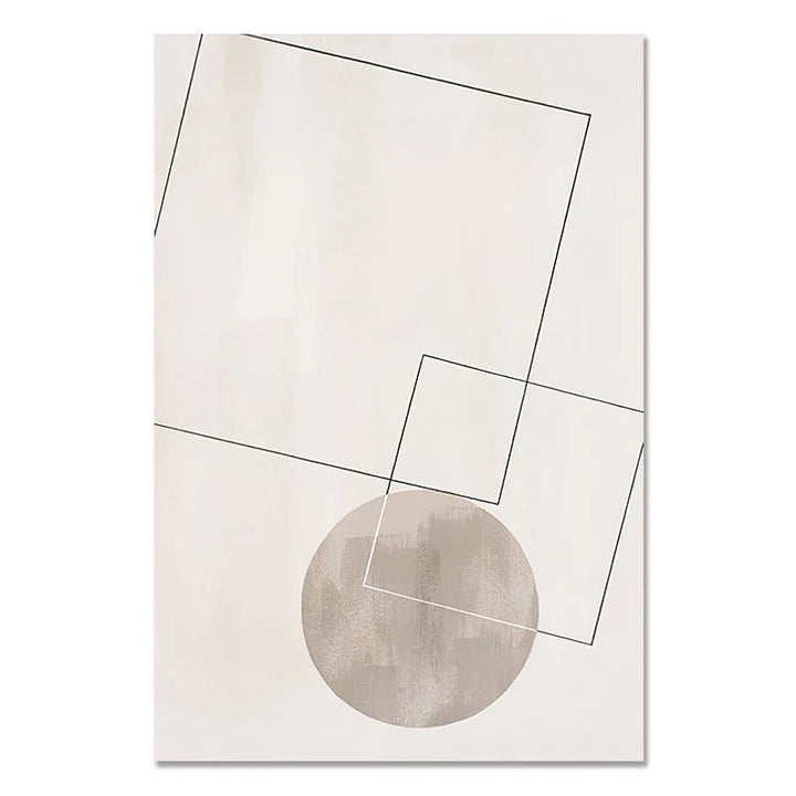 Nordic Minimalist Geometric Abstract Wall Art Fine Art Canvas Prints Beige Black Abstract Pictures For Modern Apartment Home Decor | Bowlift