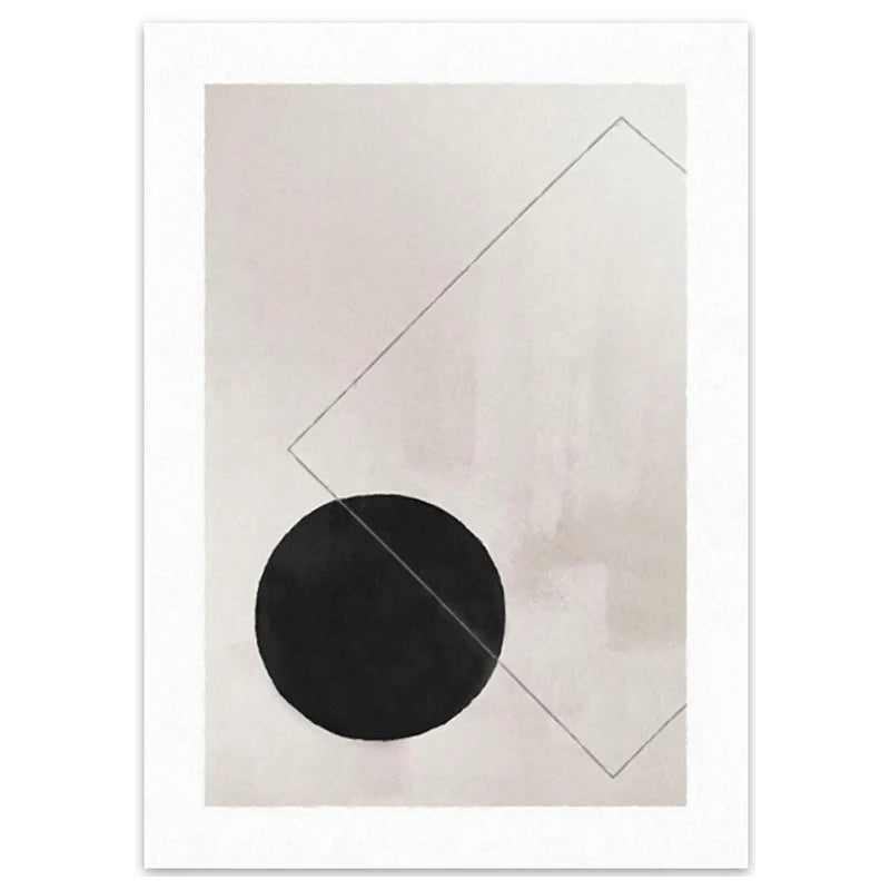 Nordic Minimalist Geometric Abstract Wall Art Fine Art Canvas Prints Beige Black Abstract Pictures For Modern Apartment Home Decor | Bowlift