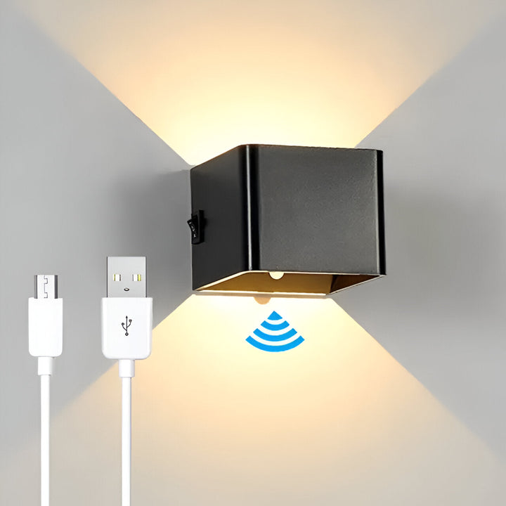 BowLift | LED Wall Lamp NORDIVIA | USB & Cable Operation | Double Light Color | Aluminum & Acrylic | 10x10x5 cm