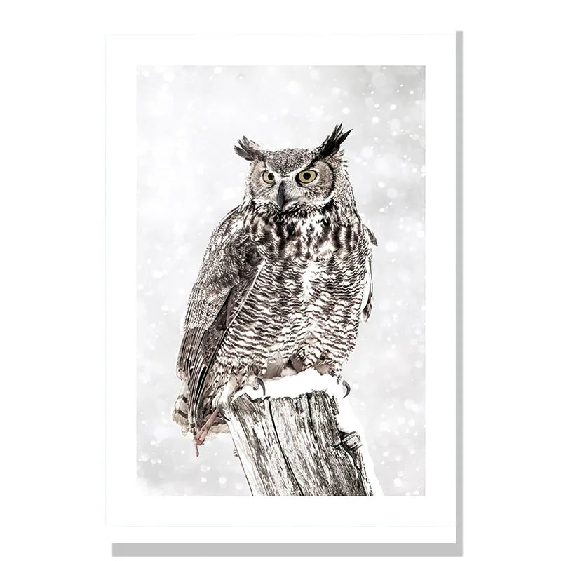 Nordic Winter Forest Deer Landscape Wall Art Fine Art Canvas Prints Gallery Wall Pictures For Living Room Dining Room Art For Scandinavian Home Decor | Bowlift