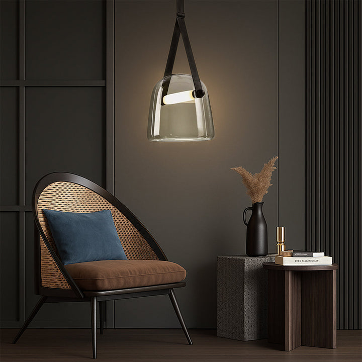 BowLift | Modern Penumbra Hanging Lamp with Adjustable Height for Living Room and Dining Room – Lighting Above the Table in Black and White Color