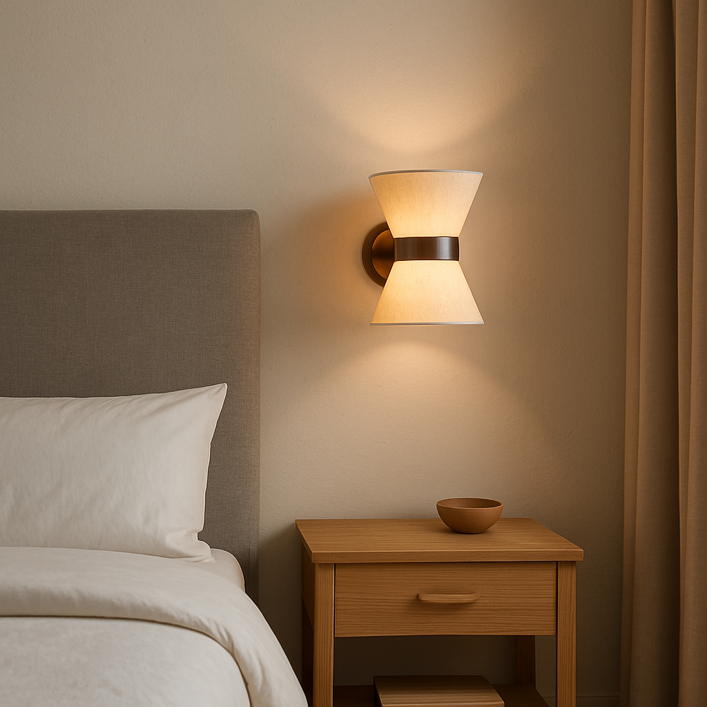 BowLift | Modern Wabi Sabi Wall Sconce with Silk Shade – Elegant Lamp for Bedroom and Living Room