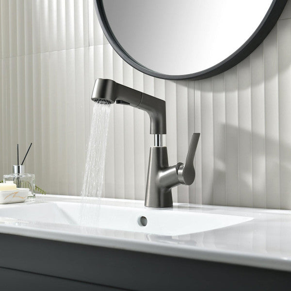BowLift | Vanity faucet with swivel, pull-out hand shower