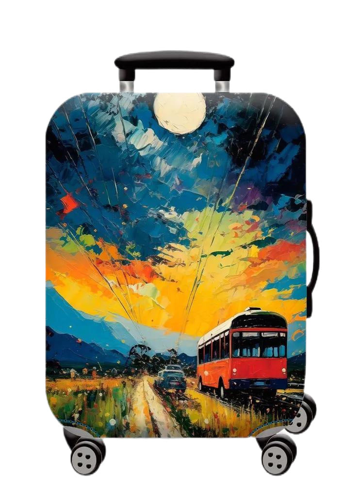 Unisex hard-shell cabin trolley with vintage travel illustration, 360° swivel wheels and telescopic handle Bowlift