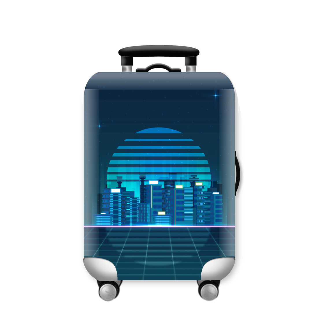 Women Hard Shell Suitcase with Urban Skyline Motif Bowlift