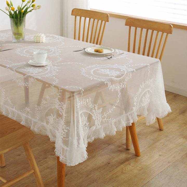 Elegant Lace Overlay Tablecloth