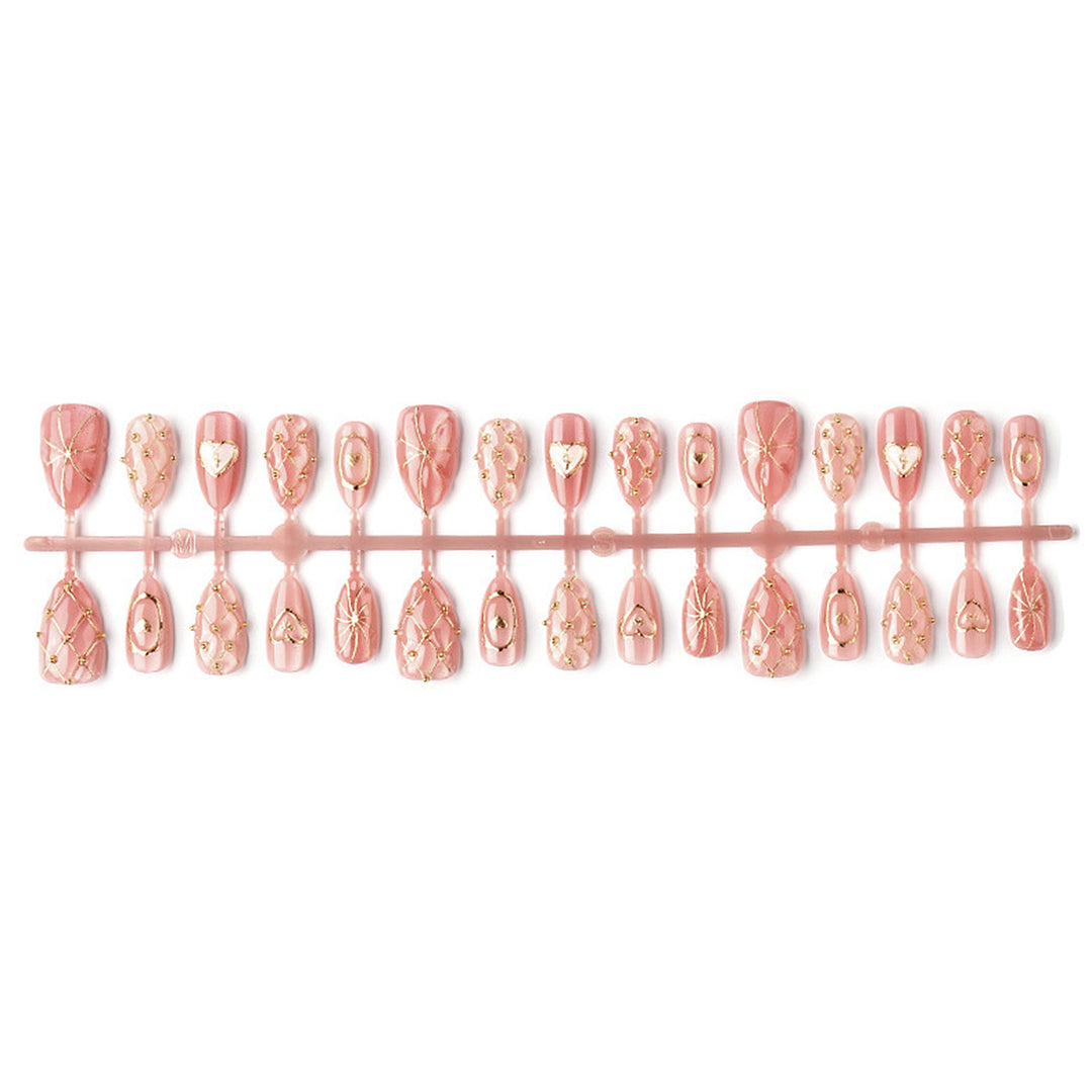 Artistic Heart-Accent Press-On Nails Set Bowlift