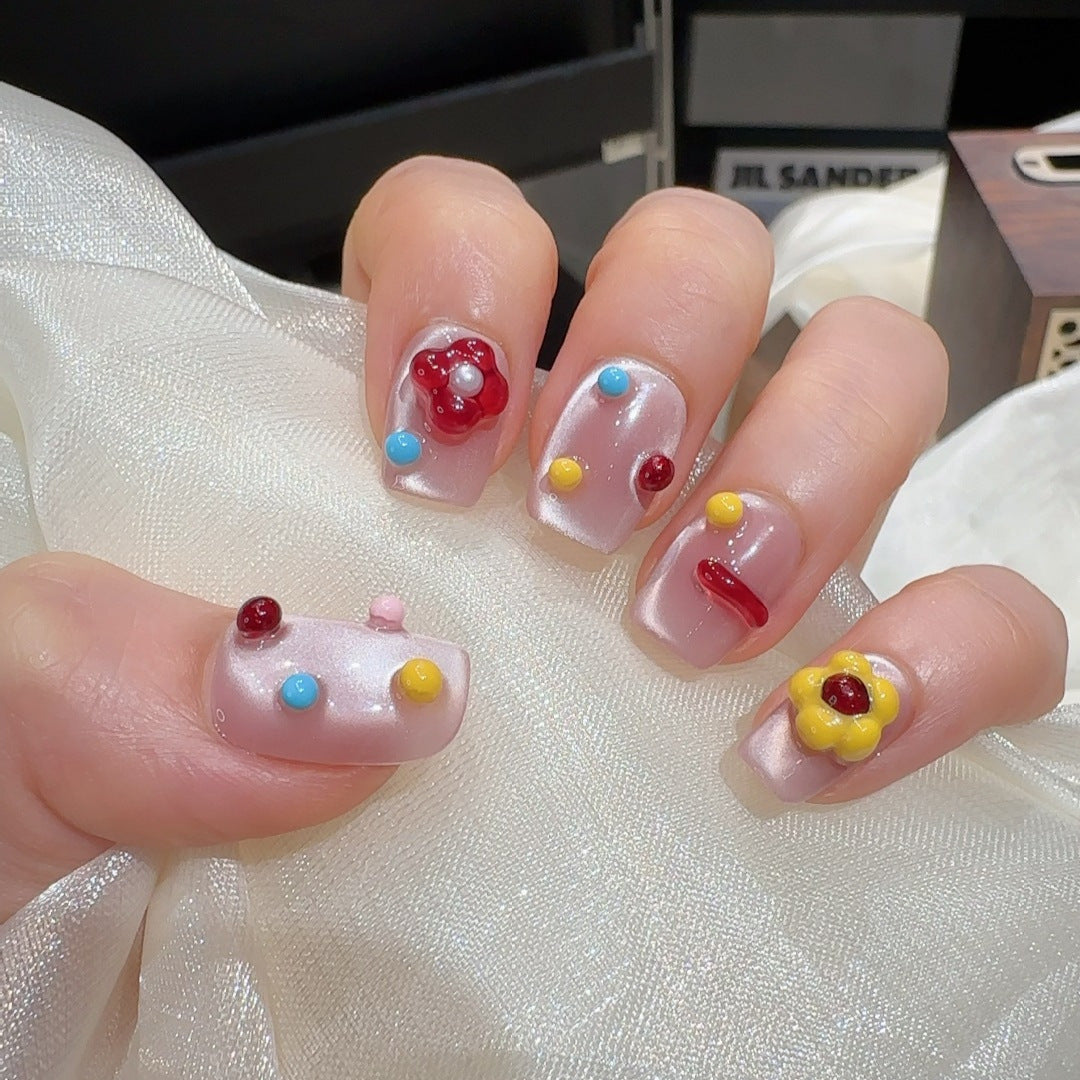 Artistic Press-On Nail Design Bowlift