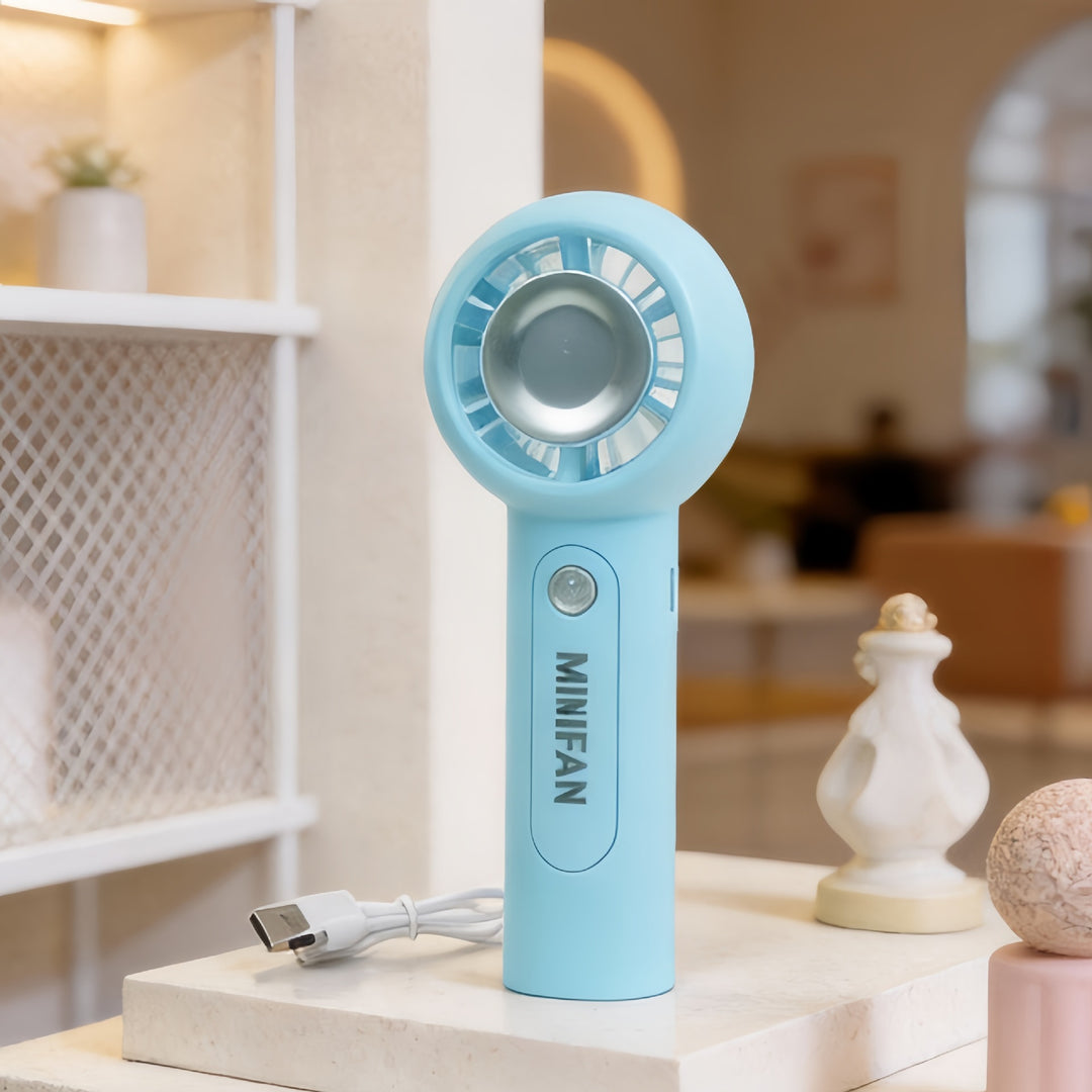 Ladies Portable Mini Fan with USB Charging Function and Ergonomic Handle Bowlift