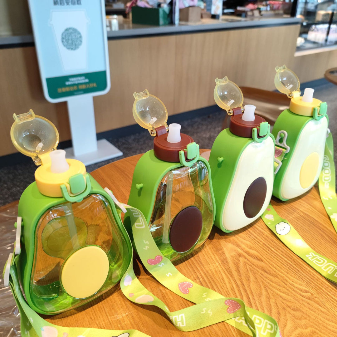 Women's creative avocado water bottle with carrying strap Bowlift