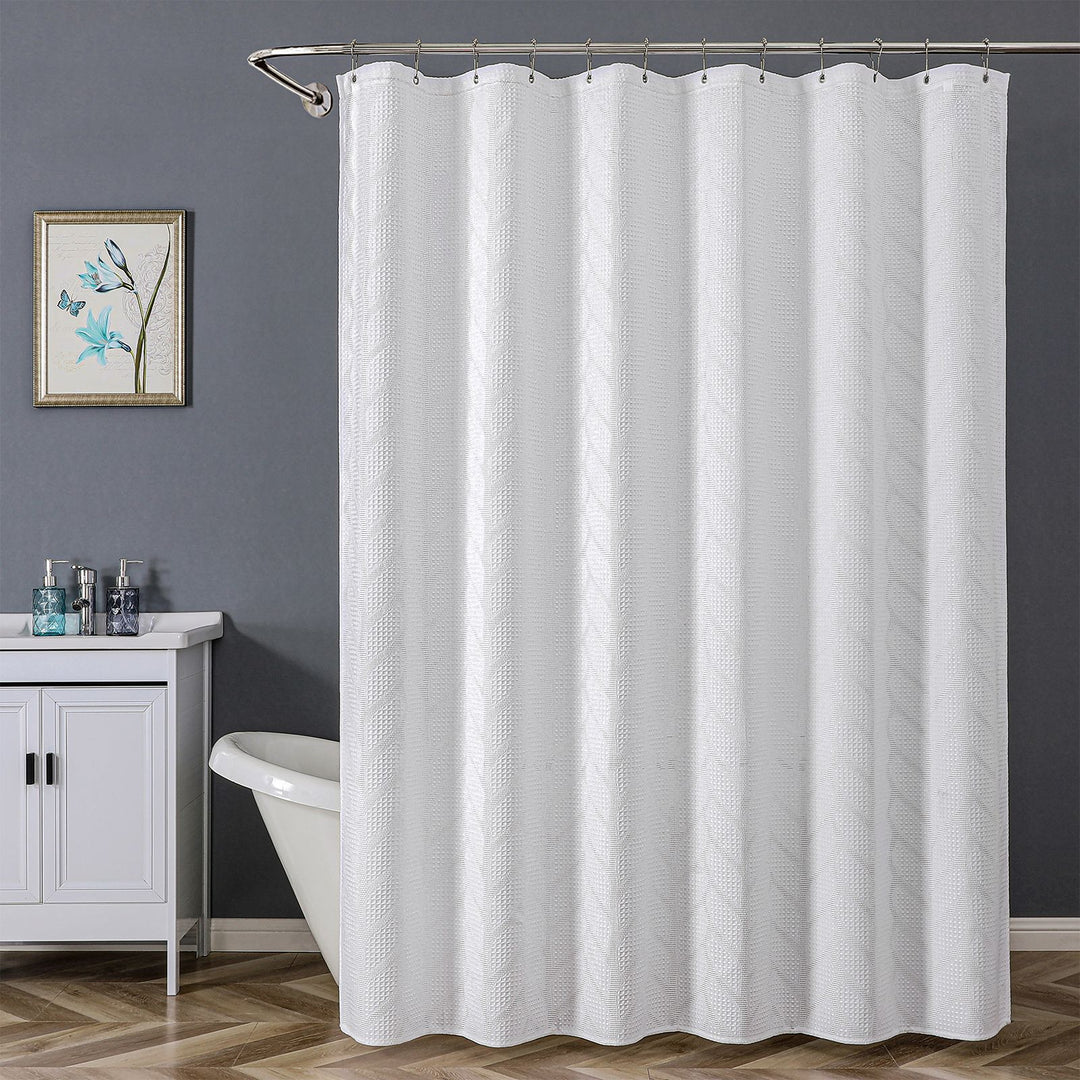 Textured Leaf Pattern Shower Curtain Bowlift