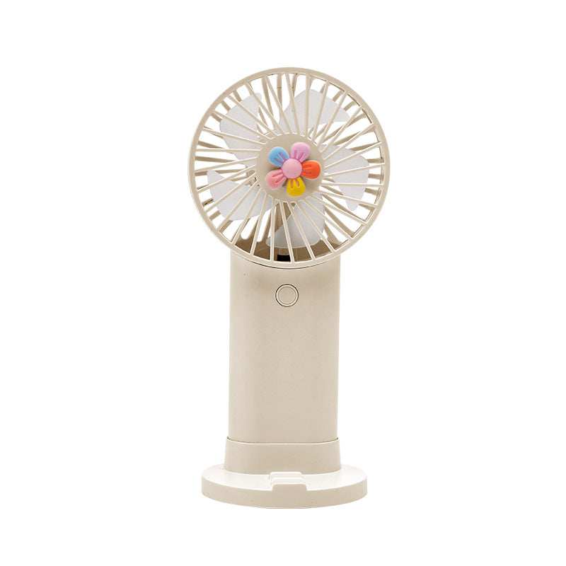 Women's Portable Handheld Fan with Playful Flower Design Bowlift