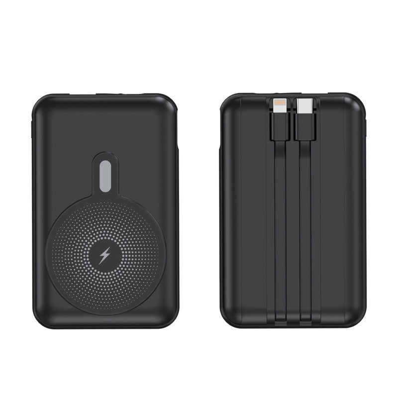 Portable power bank with inductive charging function and integrated cable management Bowlift