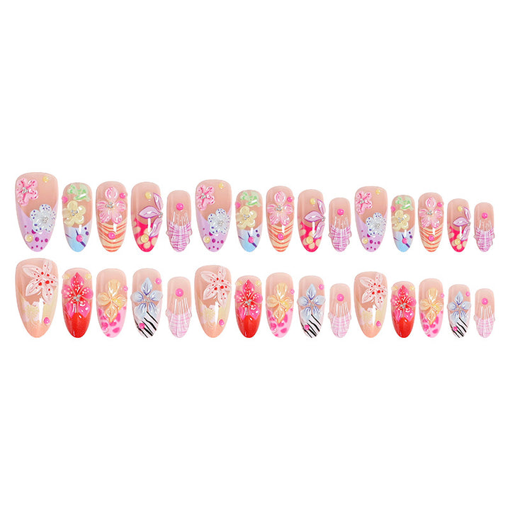 Artificial nail set with blooming 3D flower accents Bowlift