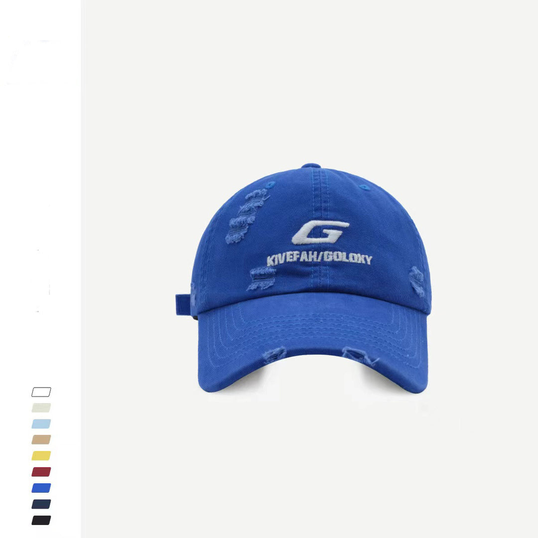 Distressed Cotton Baseball Cap with Adjustable Strap