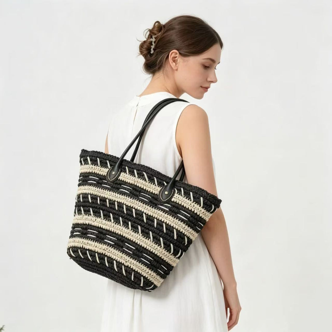 Bast-Beach bag with Elegant Structured Design Bowlift