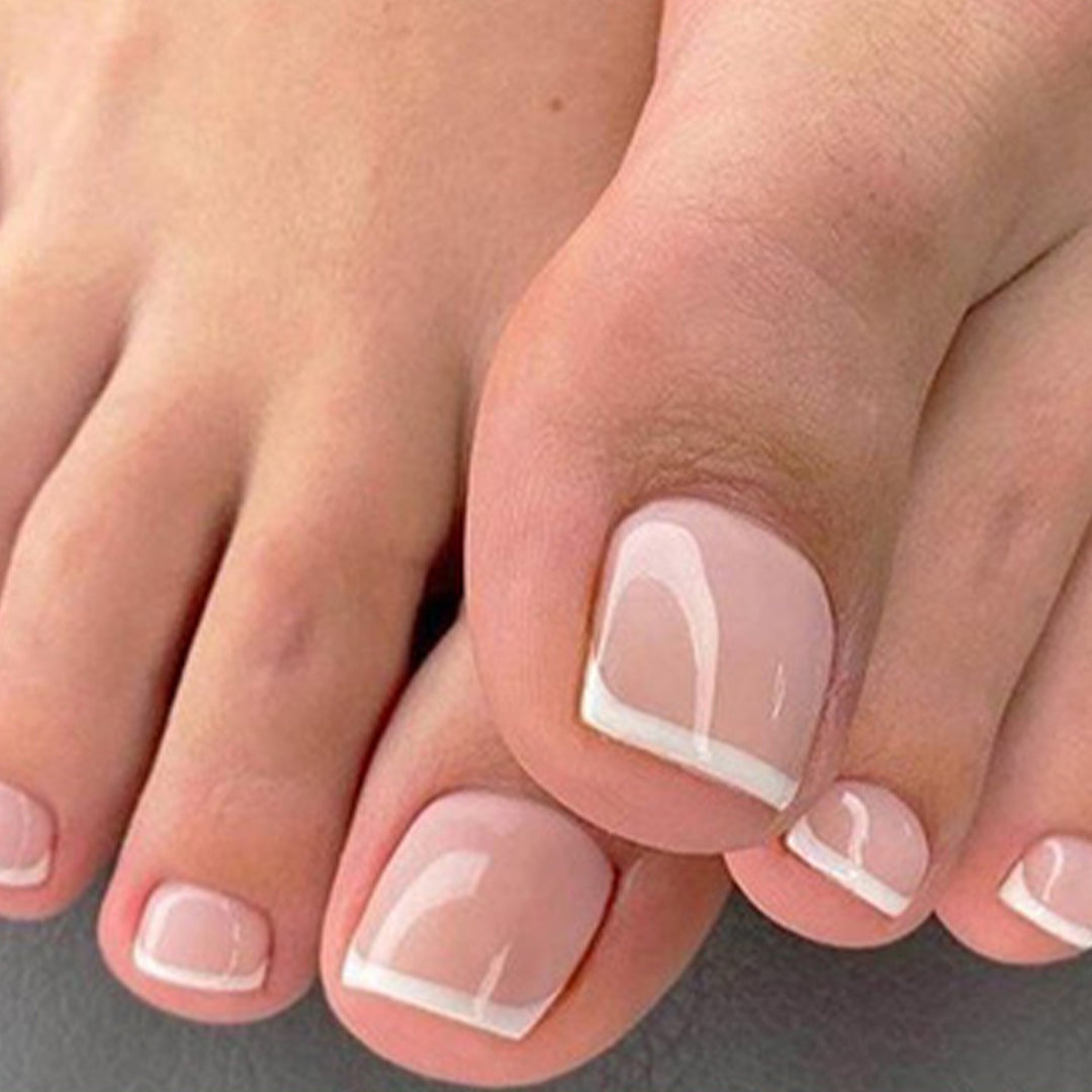 Elegant French Tip Press-On Toenails Bowlift 1789085938