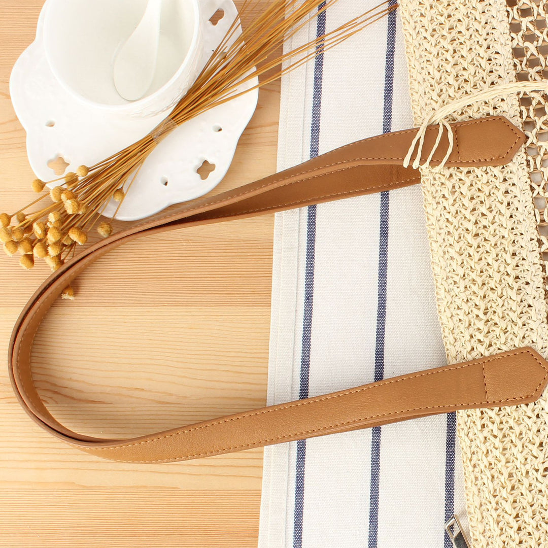Handbag Made of Natural Braided Material with Elegant Leather Straps Bowlift