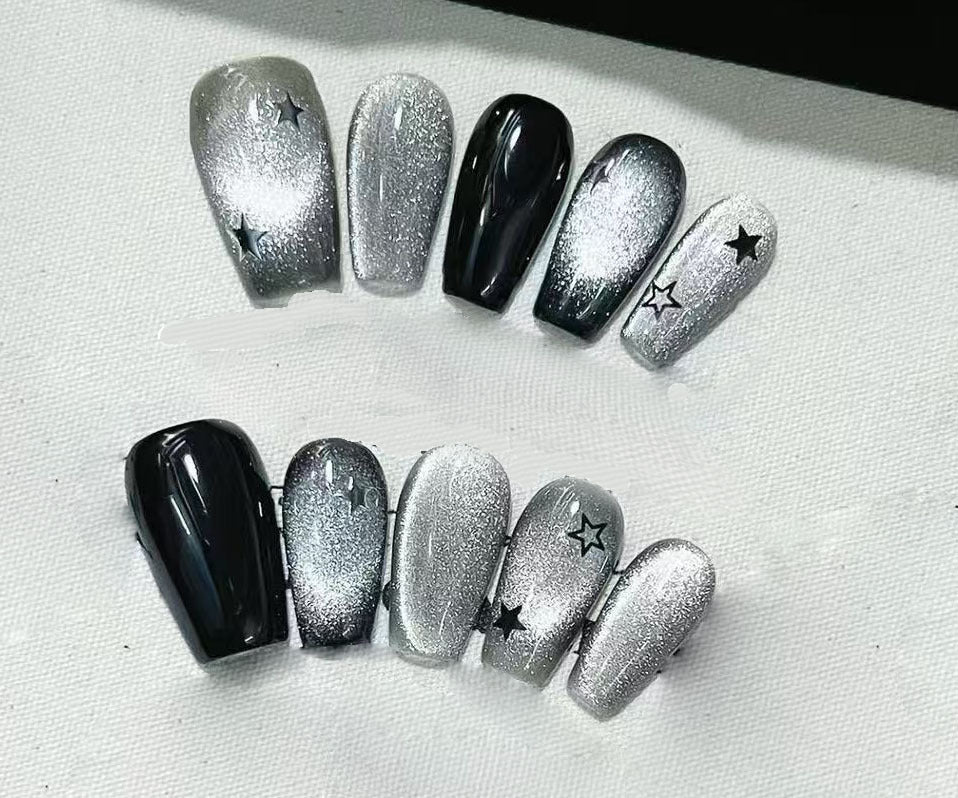 Glittery Star-Pattern Press-On Nail Art Set Bowlift