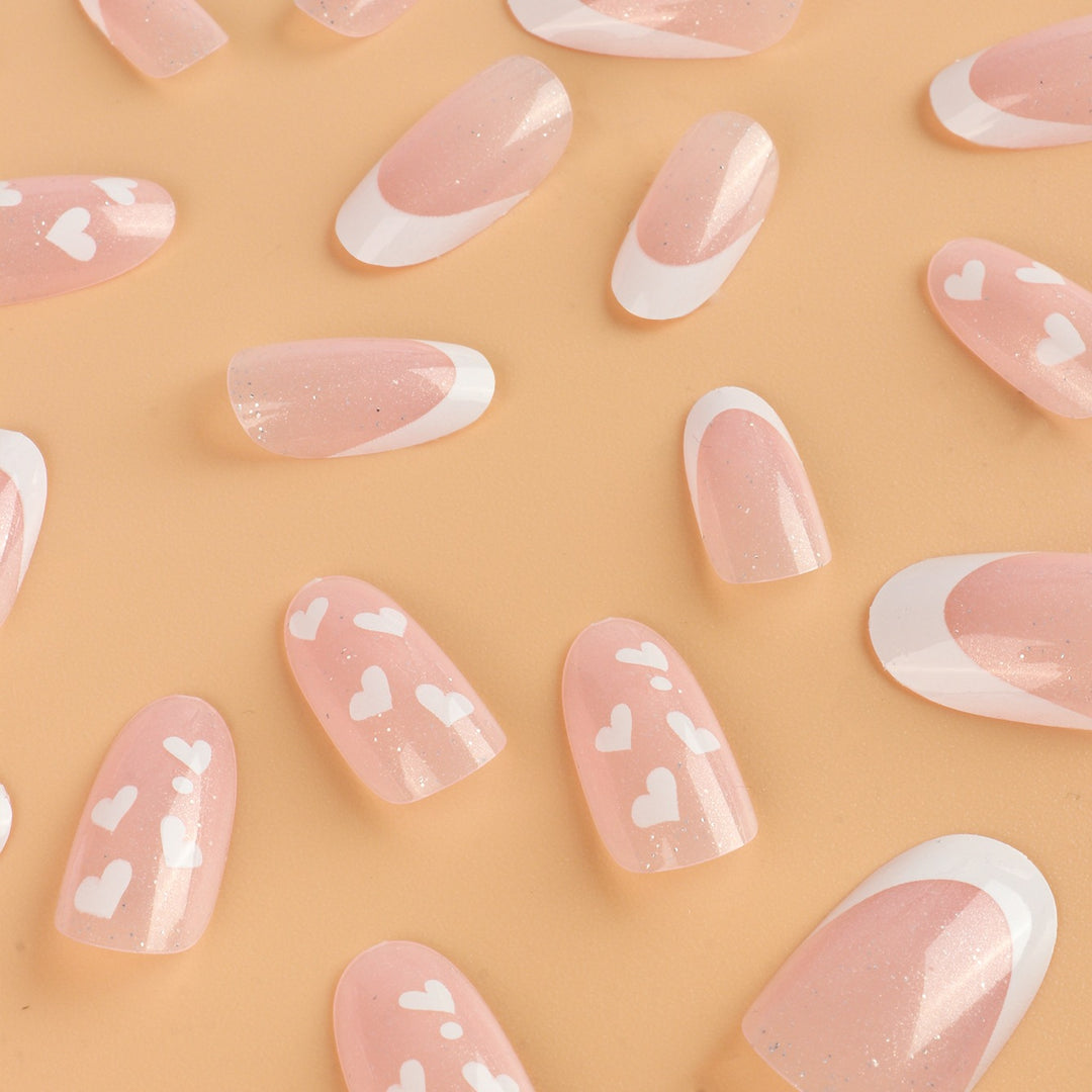 Heart-Embellished Press-On Nail Extensions Bowlift