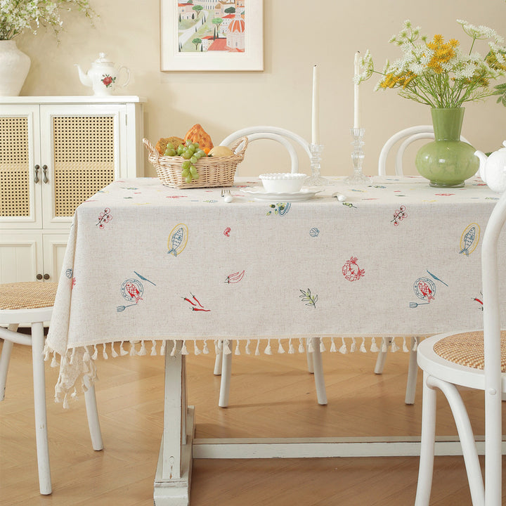 Embroidered Fruit Design Tablecloth