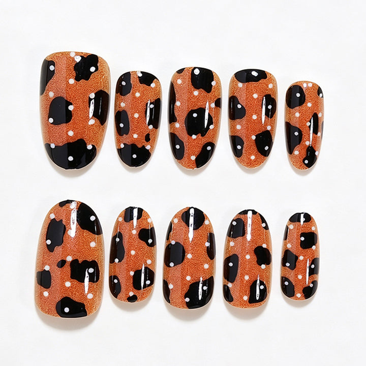 Artistic Leopard Print Press-On Nail Art Bowlift